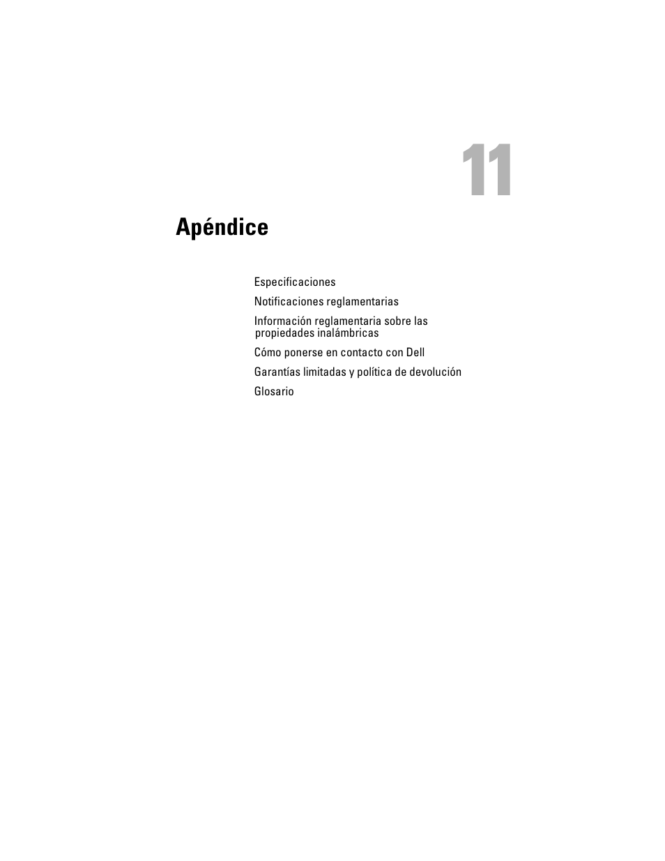 Apéndice, 11 apéndice | Dell AXIM X3 User Manual | Page 107 / 158