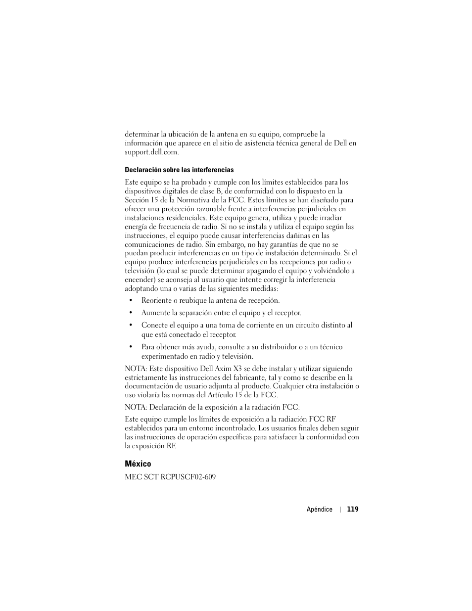 México | Dell AXIM X3 User Manual | Page 119 / 158