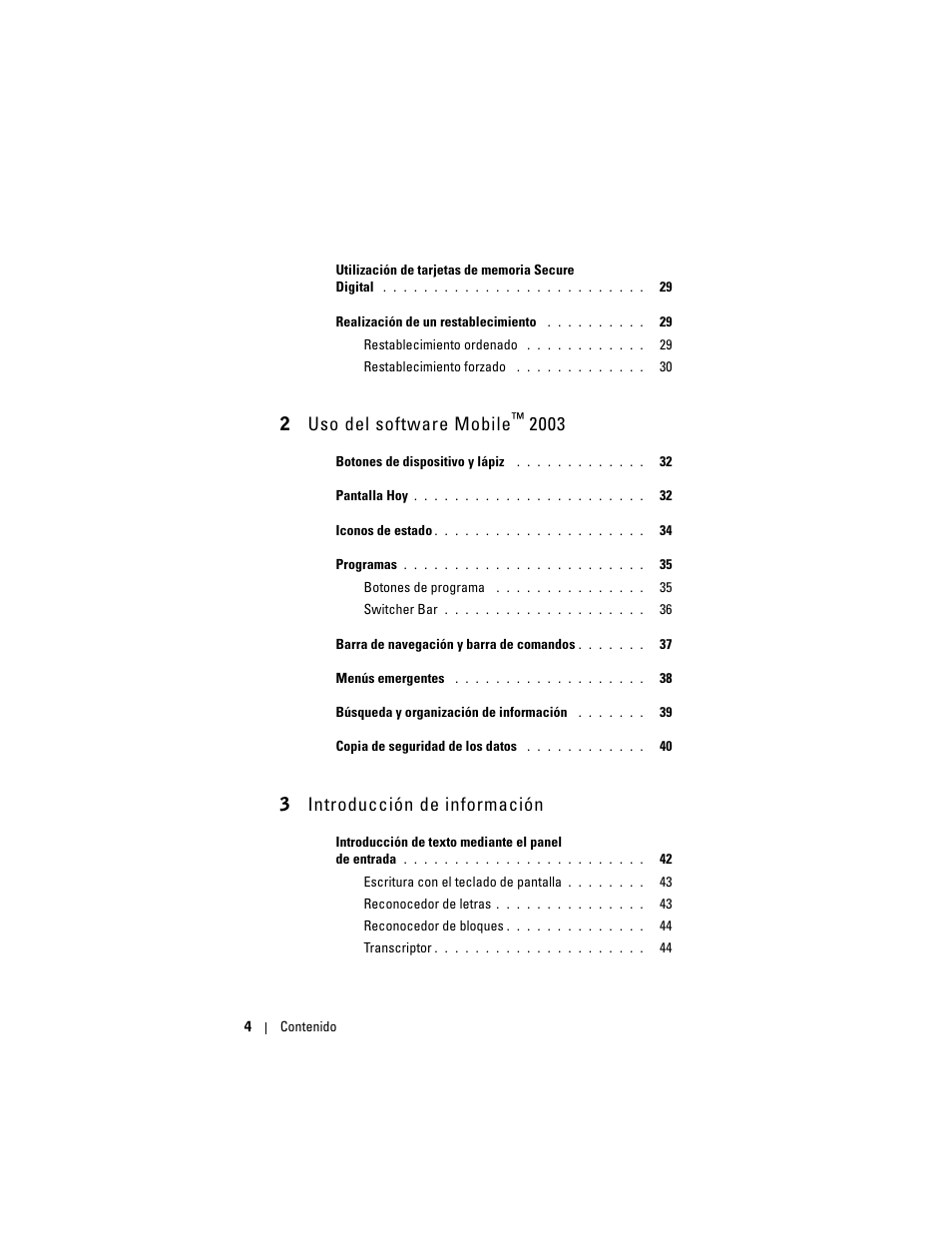 2 uso del software mobile, 3 introducción de información | Dell AXIM X3 User Manual | Page 4 / 158