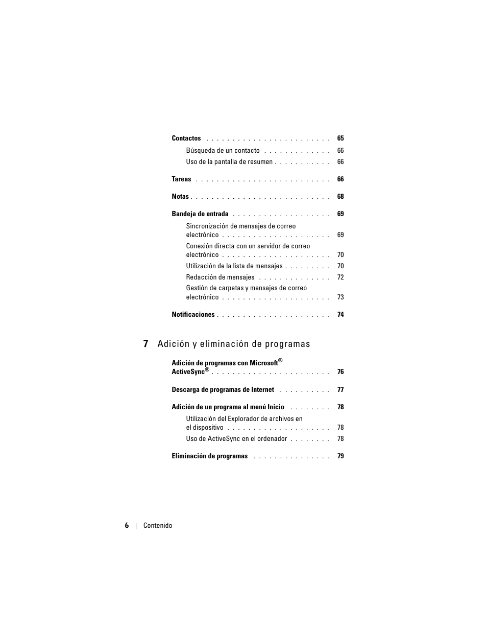 7 adición y eliminación de programas | Dell AXIM X3 User Manual | Page 6 / 158