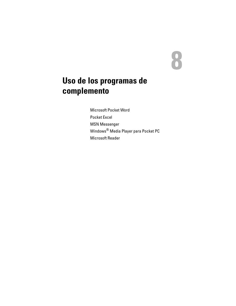 Uso de los programas de complemento, 8 uso de los programas de complemento | Dell AXIM X3 User Manual | Page 81 / 158