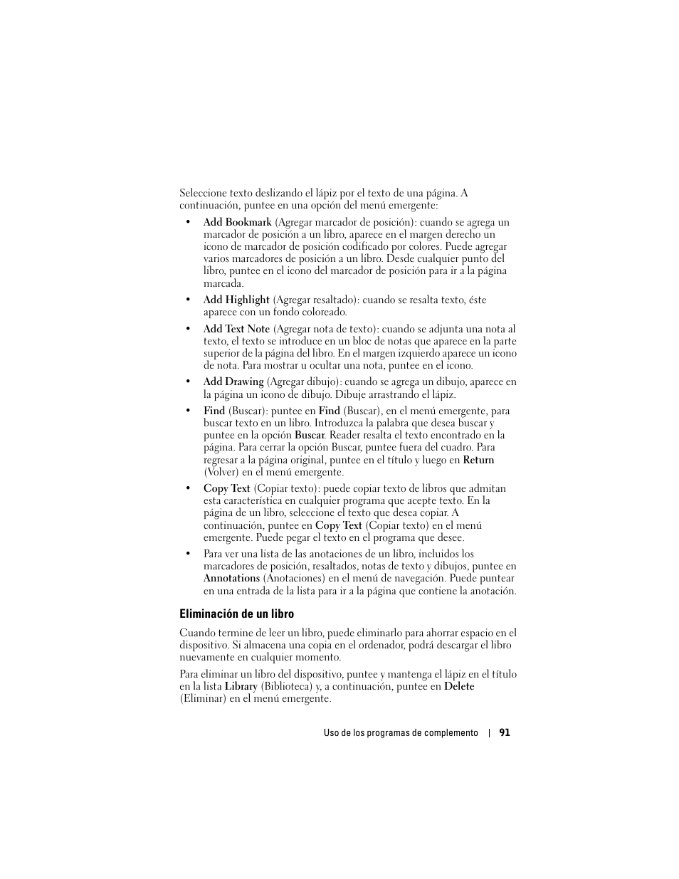 Eliminación de un libro | Dell AXIM X3 User Manual | Page 91 / 158