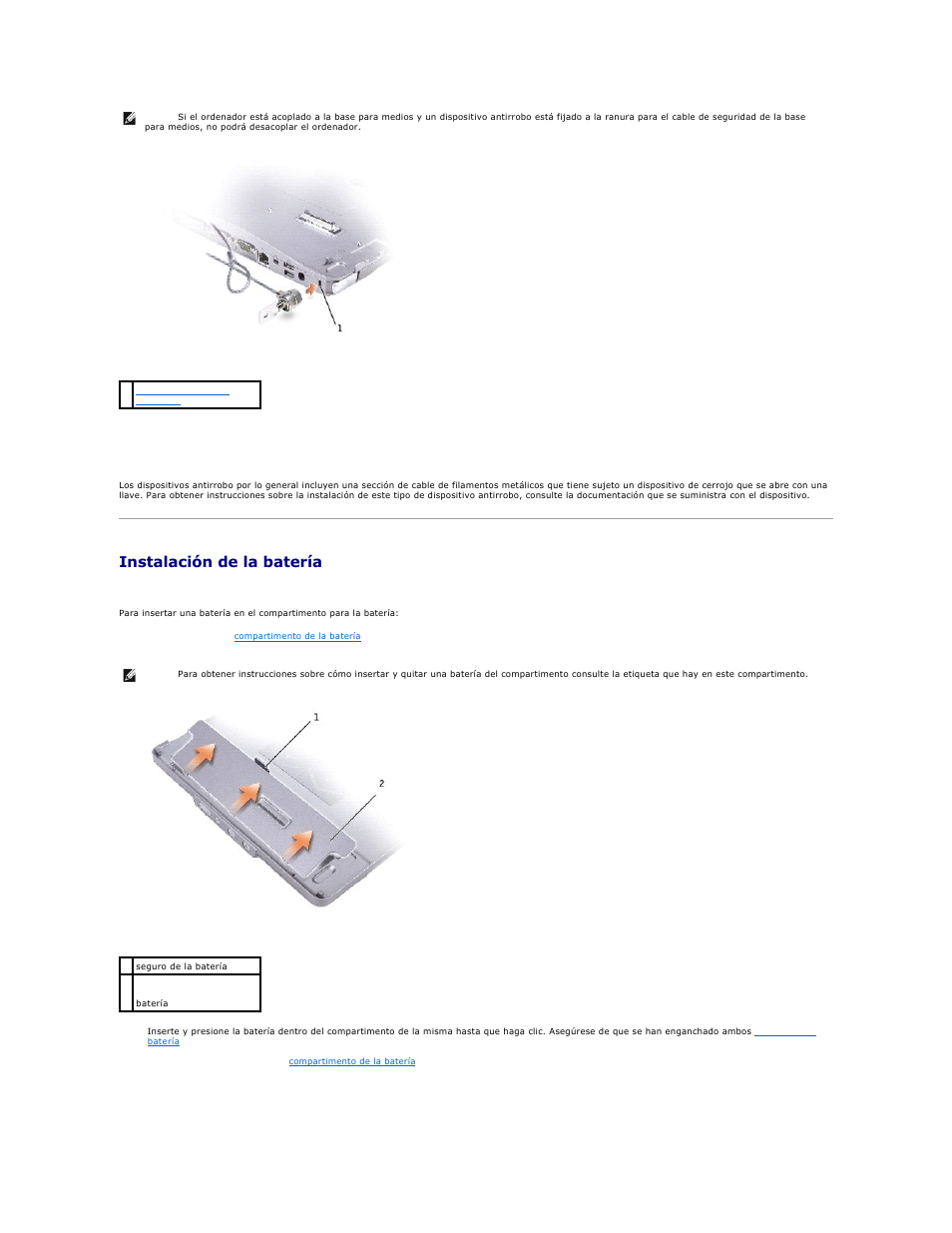Instalación de la batería | Dell Inspiron 300m User Manual | Page 10 / 21