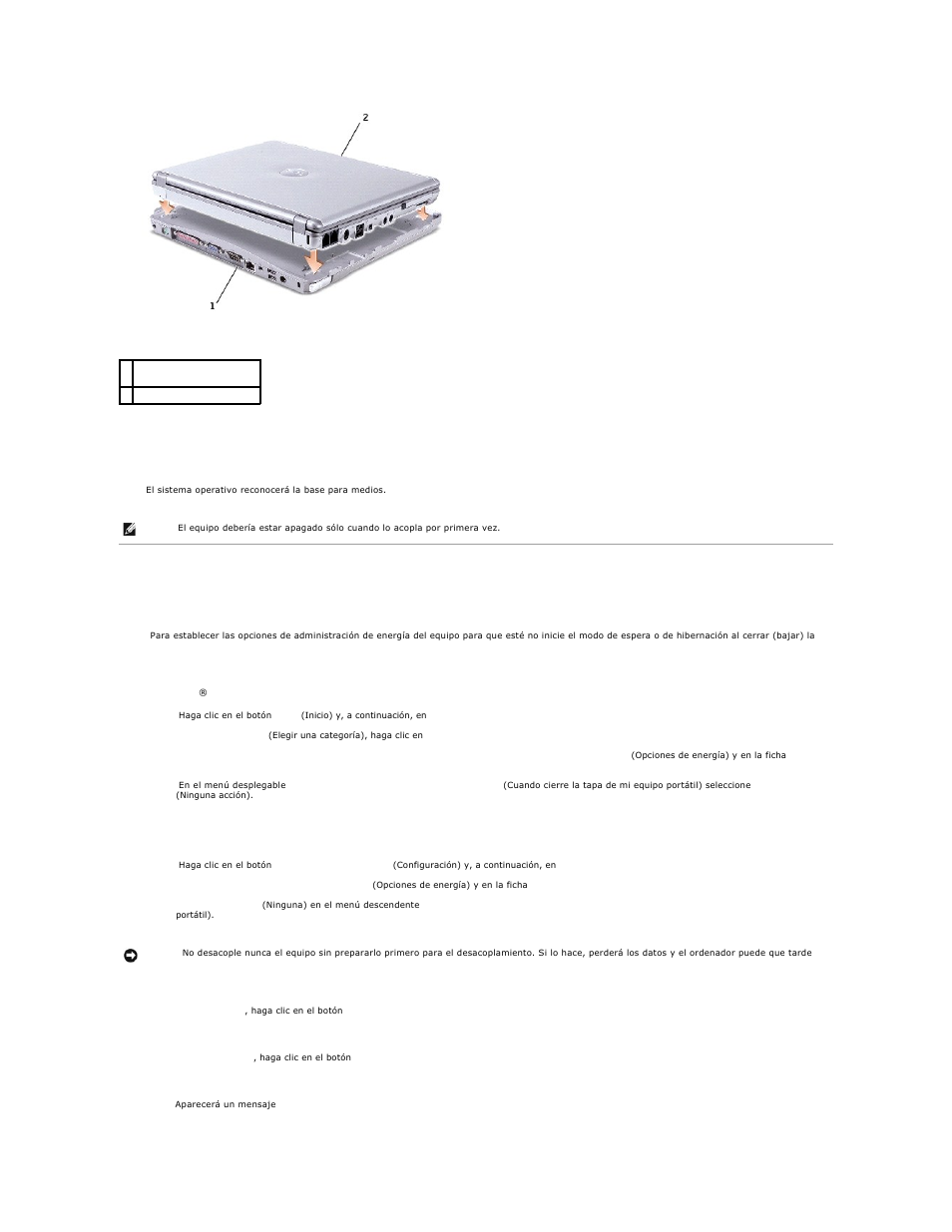 Desacoplamiento del ordenador | Dell Inspiron 300m User Manual | Page 12 / 21