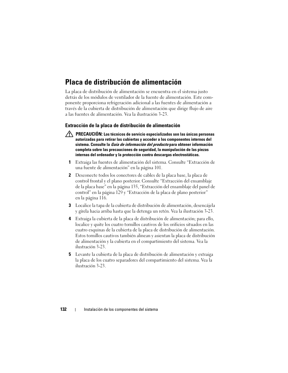 Placa de distribución de alimentación | Dell PowerEdge R300 User Manual | Page 132 / 210
