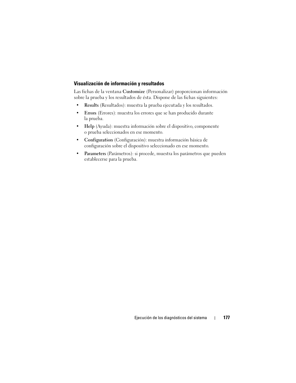 Visualización de información y resultados | Dell PowerEdge R300 User Manual | Page 177 / 210