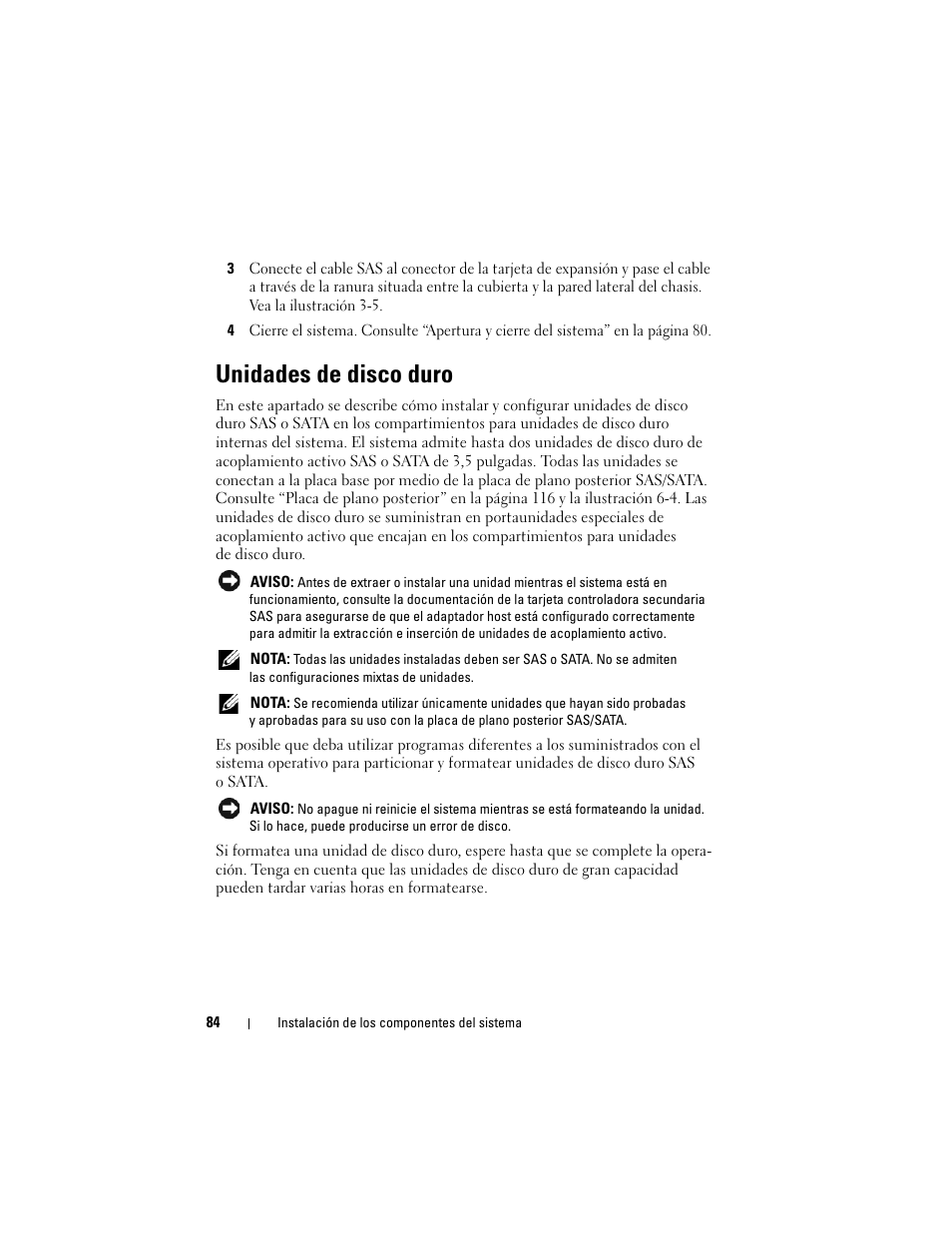 Unidades de disco duro | Dell PowerEdge R300 User Manual | Page 84 / 210