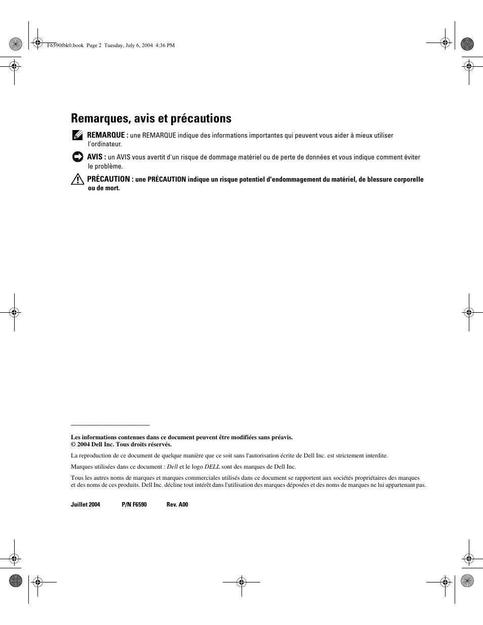 Remarques, avis et précautions | Dell PowerEdge 2800 User Manual | Page 20 / 64