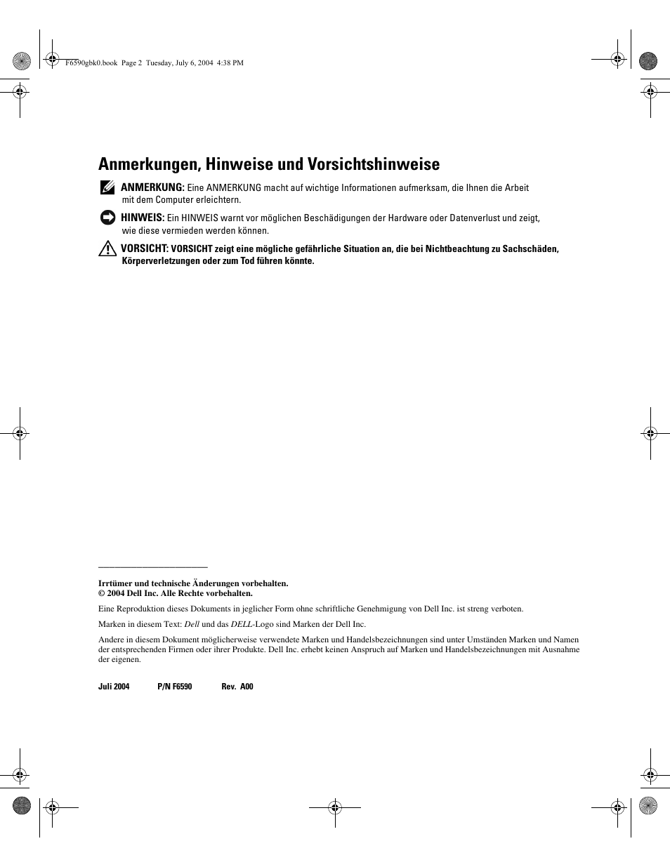 Anmerkungen, hinweise und vorsichtshinweise | Dell PowerEdge 2800 User Manual | Page 28 / 64