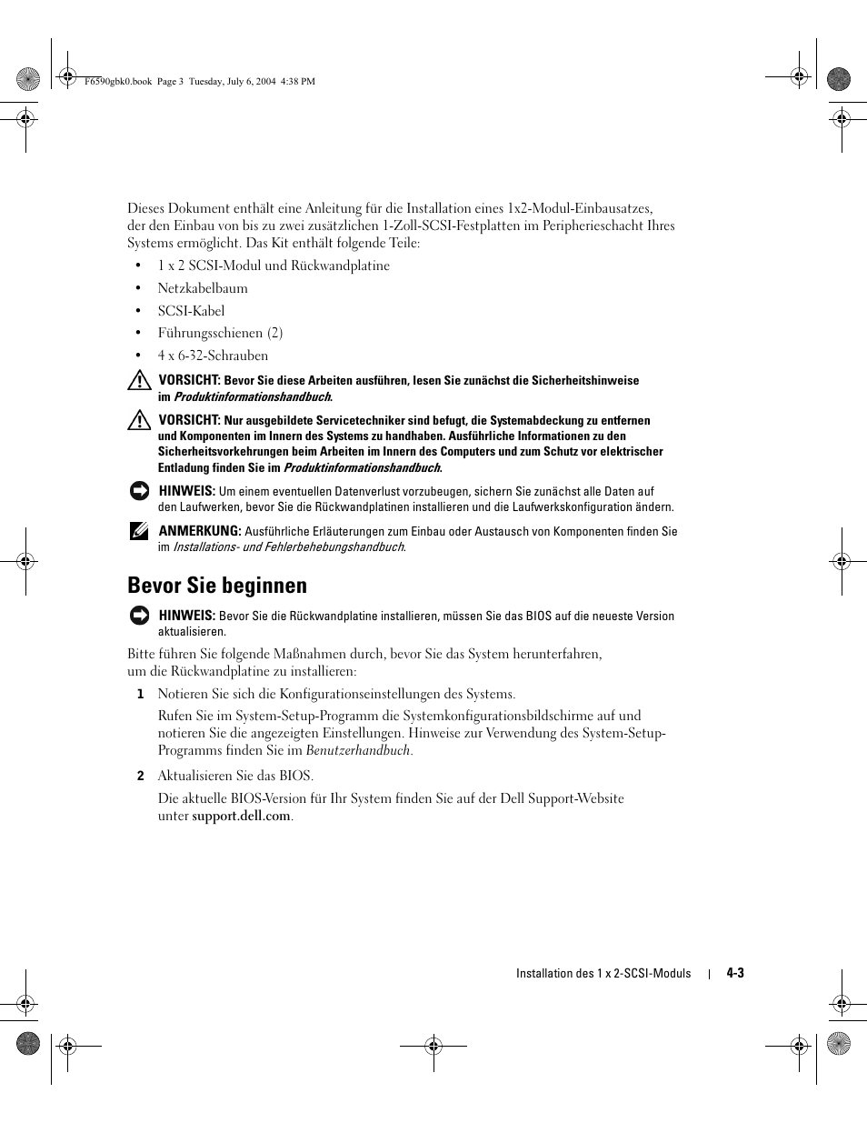 Bevor sie beginnen | Dell PowerEdge 2800 User Manual | Page 29 / 64