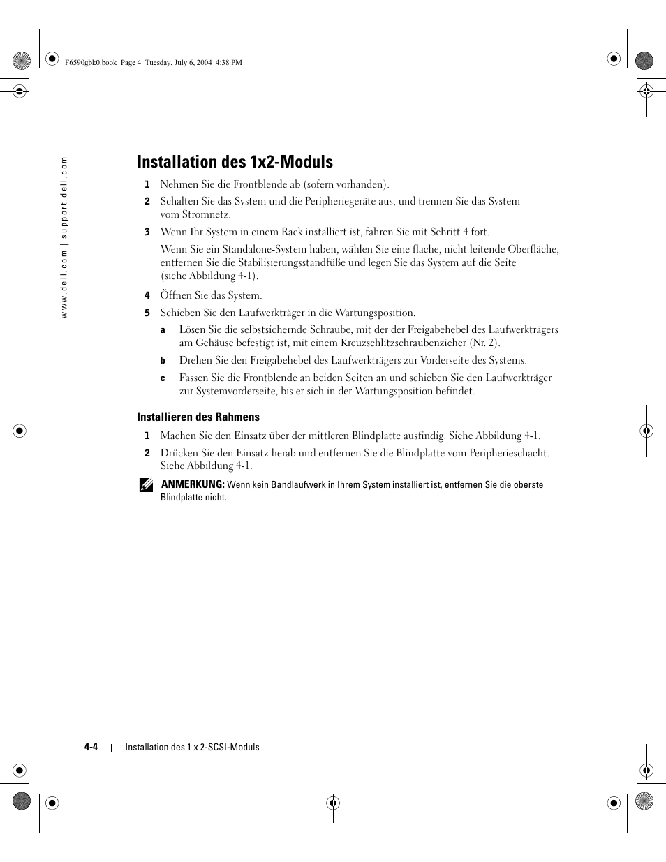 Installation des 1x2-moduls | Dell PowerEdge 2800 User Manual | Page 30 / 64