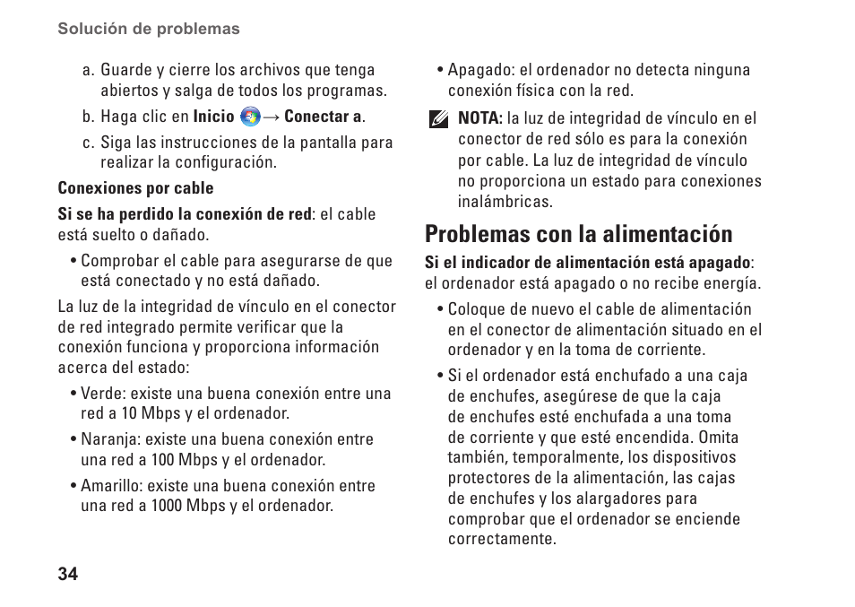 Problemas con la alimentación | Dell Studio 1435 (Late 2008) User Manual | Page 34 / 84
