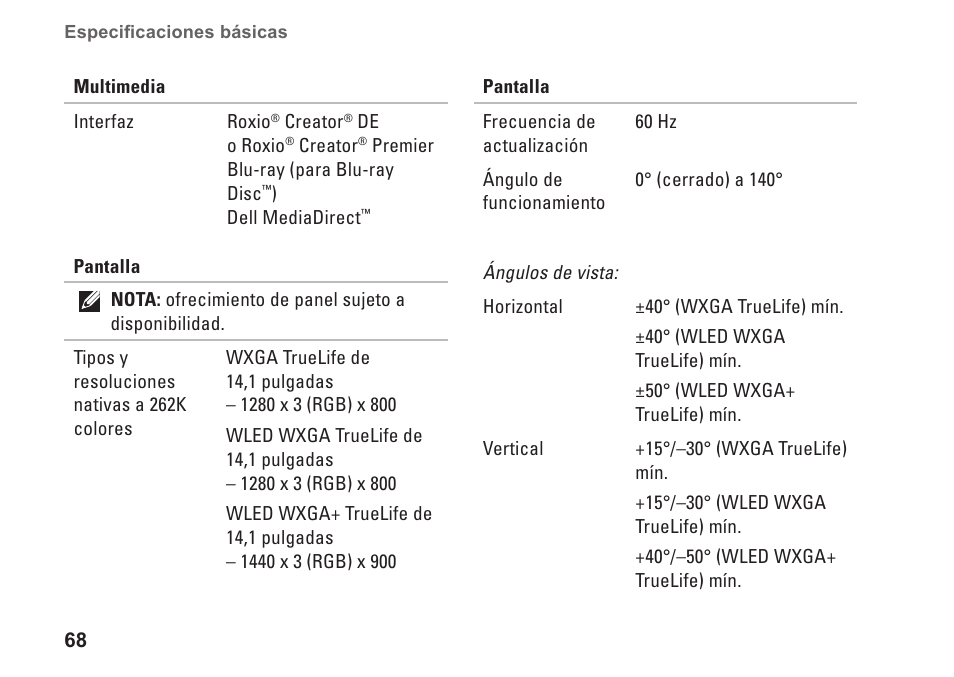 Dell Studio 1435 (Late 2008) User Manual | Page 68 / 84