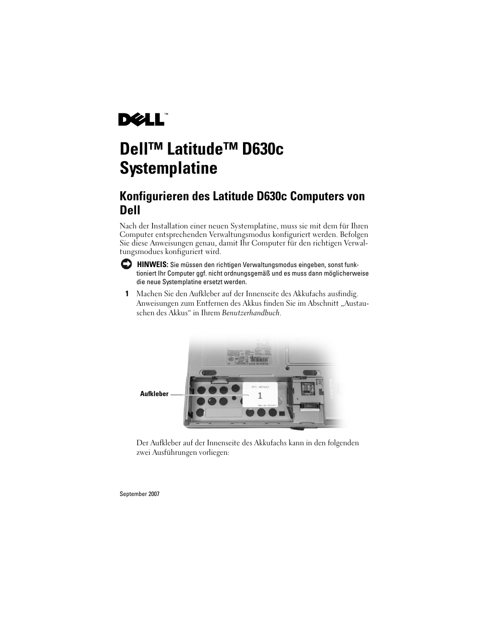 Dell™ latitude™ d630c systemplatine | Dell Latitude D630C (Late 2008) User Manual | Page 13 / 38