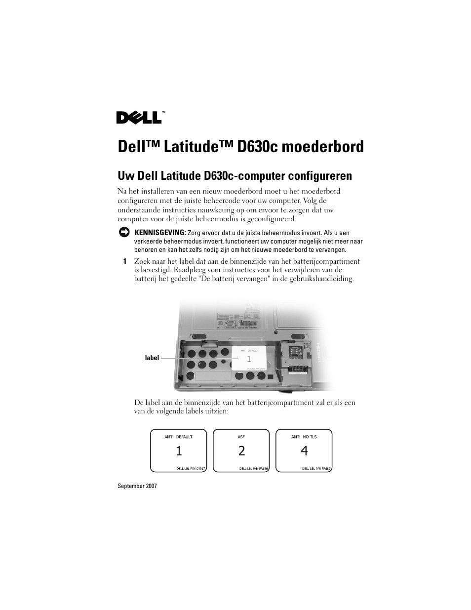 Dell™ latitude™ d630c moederbord, Uw dell latitude d630c-computer configureren | Dell Latitude D630C (Late 2008) User Manual | Page 7 / 38
