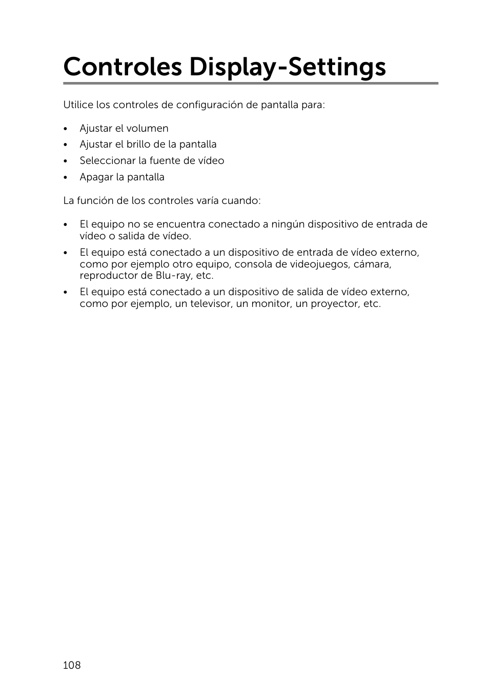 Controles display-settings | Dell Inspiron 23 (2350, Mid 2013) User Manual | Page 108 / 113