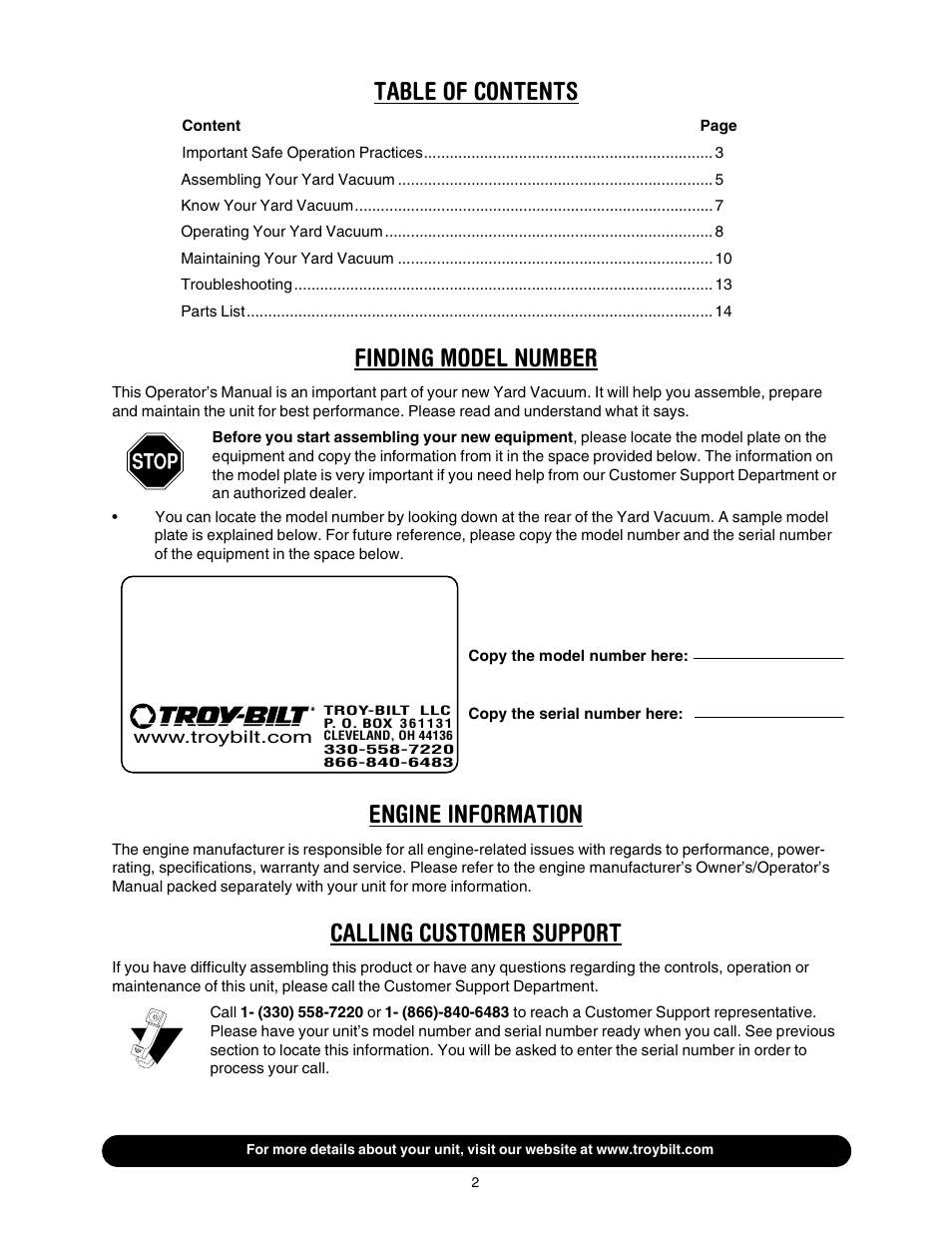 Troy-Bilt 24A-060F063 User Manual | Page 2 / 20