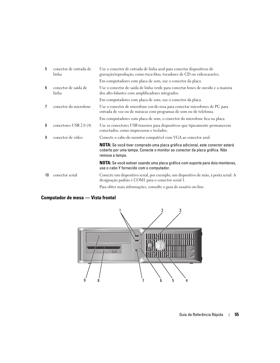 Computador de mesa - vista frontal, Computador de mesa — vista frontal | Dell OptiPlex 210L User Manual | Page 55 / 130