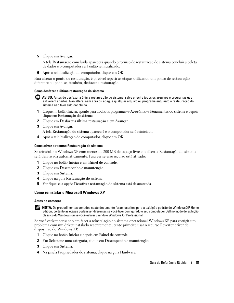 Como reinstalar o microsoft windows xp | Dell OptiPlex 210L User Manual | Page 81 / 130