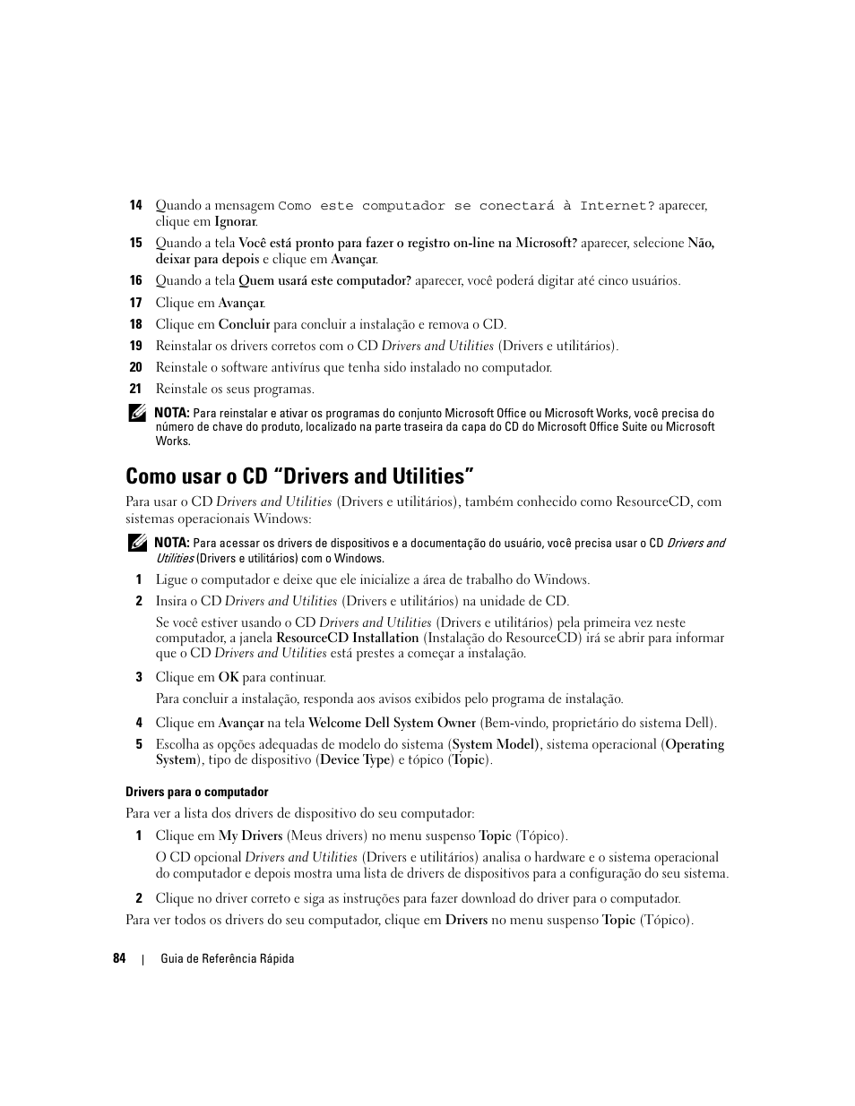 Como usar o cd “drivers and utilities | Dell OptiPlex 210L User Manual | Page 84 / 130