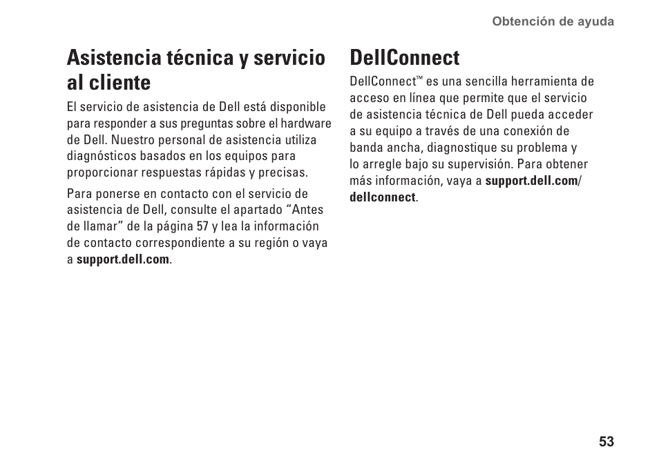 Asistencia técnica y servicio al cliente, Dellconnect | Dell Inspiron Zino (300, Late 2009) User Manual | Page 55 / 82