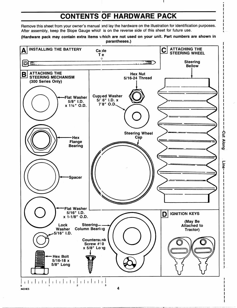 Contents of hardware pack | Bolens 300 Series User Manual | Page 4 / 20