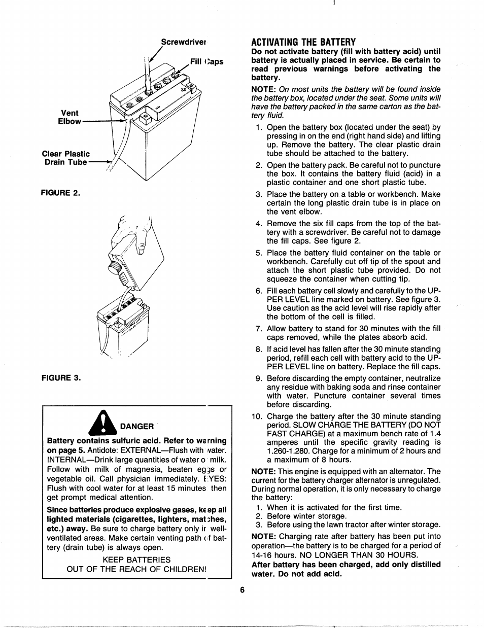 Activating the battery | Bolens 300 Series User Manual | Page 6 / 20