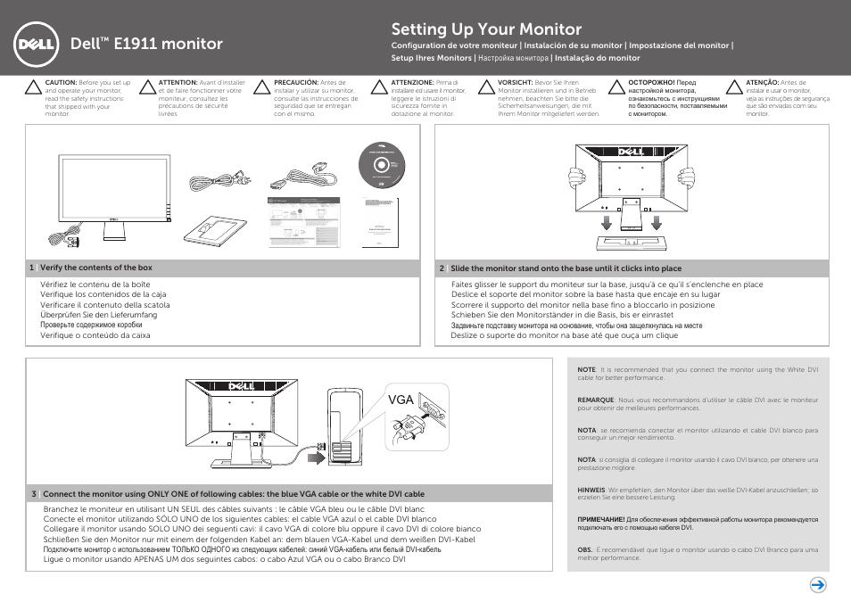 Dell E1911 Monitor User Manual | 2 pages
