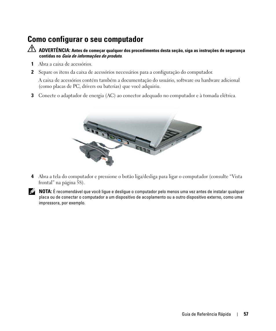 Como configurar o seu computador | Dell Latitude D520 User Manual | Page 57 / 96