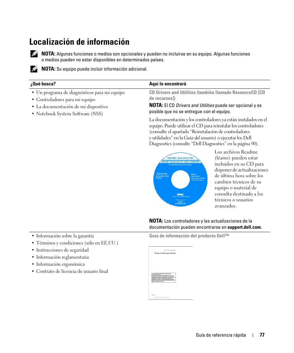 Localización de información | Dell Latitude D520 User Manual | Page 77 / 96