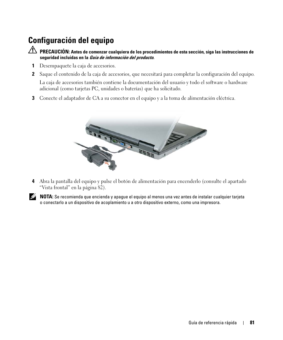 Configuración del equipo | Dell Latitude D520 User Manual | Page 81 / 96