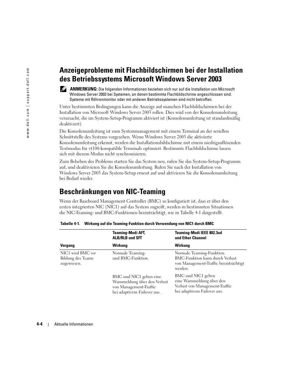 Beschränkungen von nic-teaming | Dell PowerEdge 1850 User Manual | Page 30 / 58