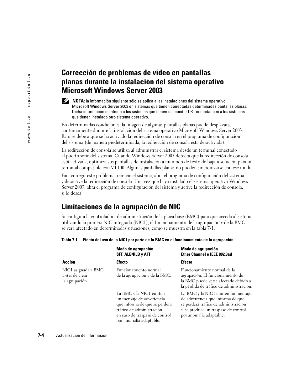 Limitaciones de la agrupación de nic | Dell PowerEdge 1850 User Manual | Page 54 / 58