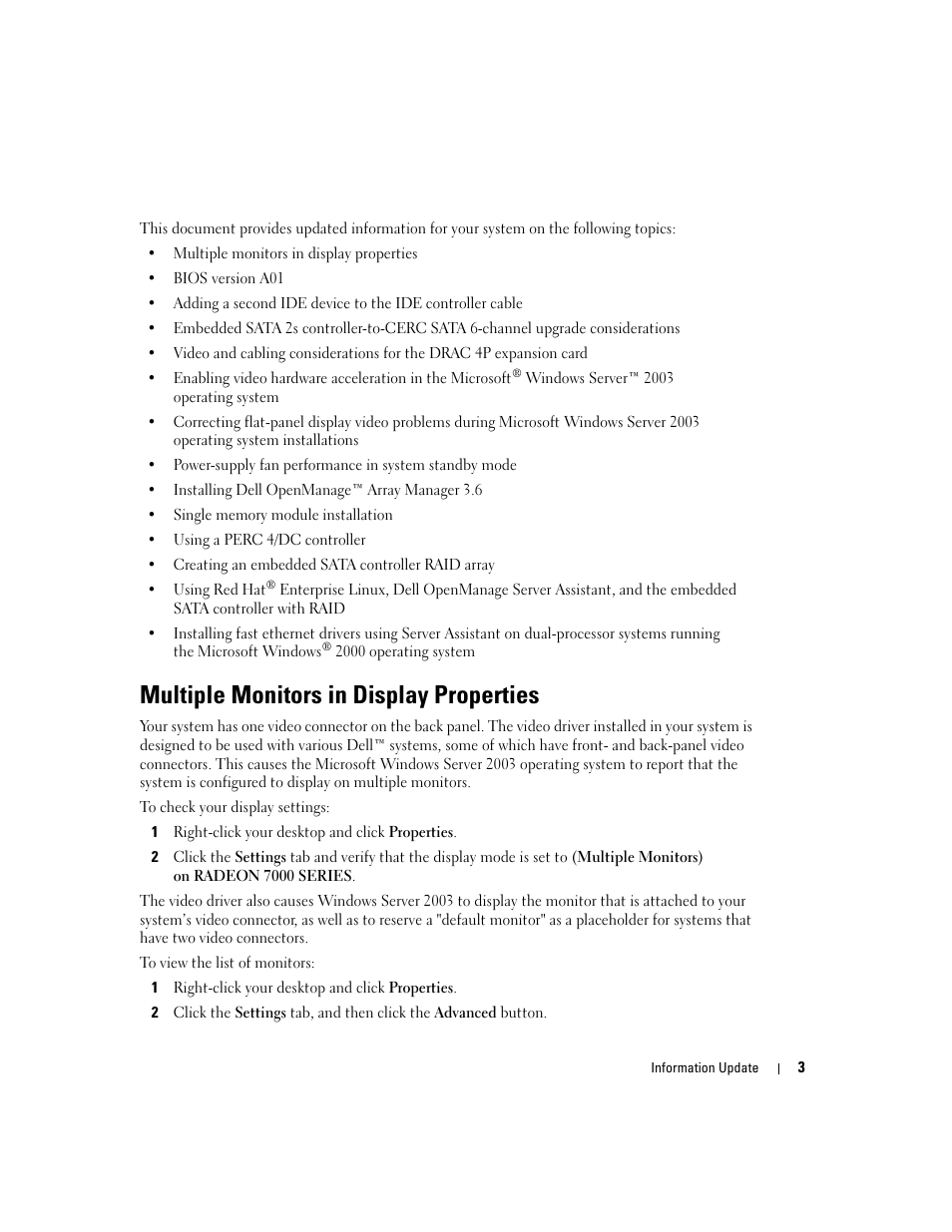 Multiple monitors in display properties | Dell PowerEdge 1800 User Manual | Page 5 / 66