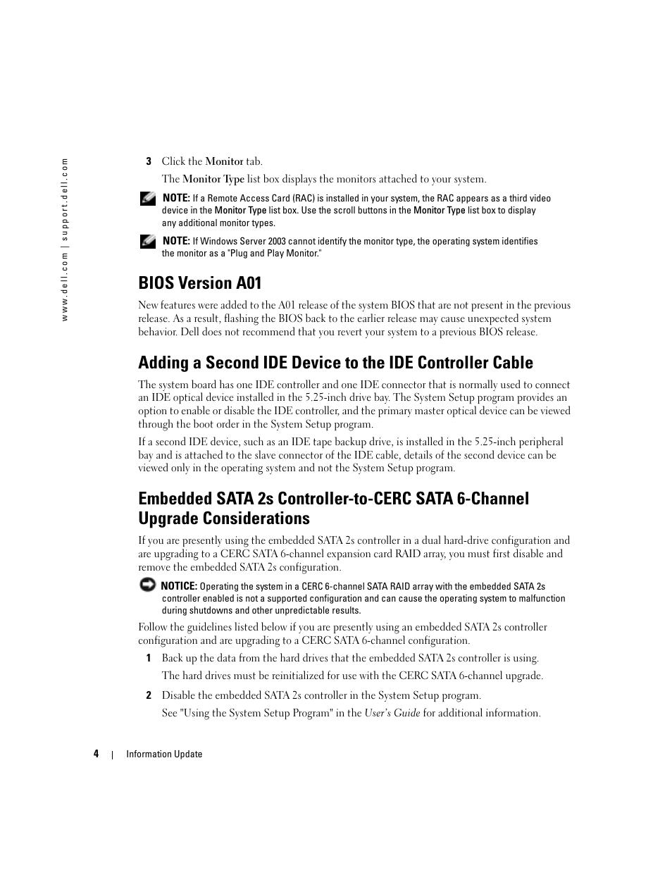 Bios version a01 | Dell PowerEdge 1800 User Manual | Page 6 / 66
