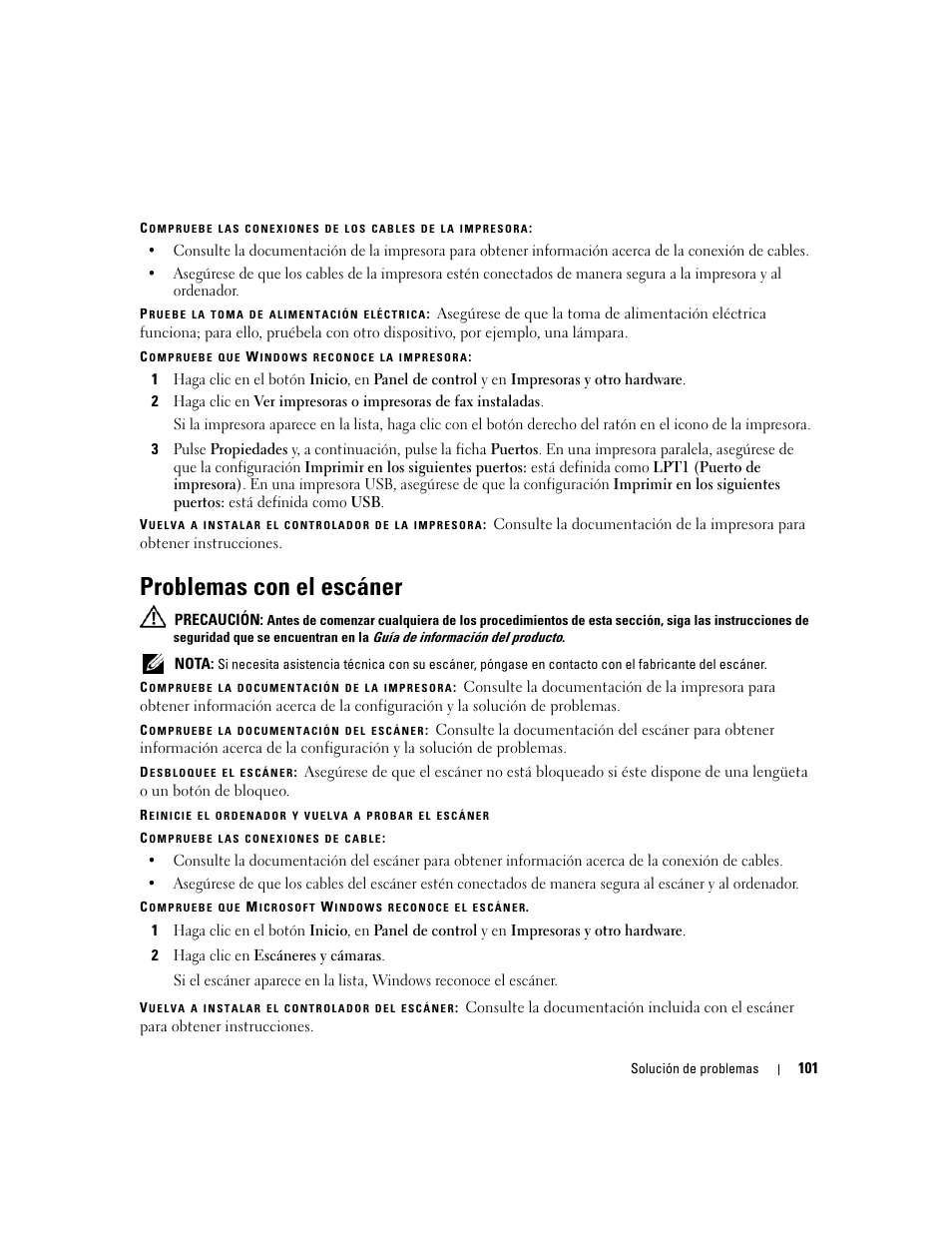 Problemas con el escáner | Dell Inspiron 640M User Manual | Page 101 / 190