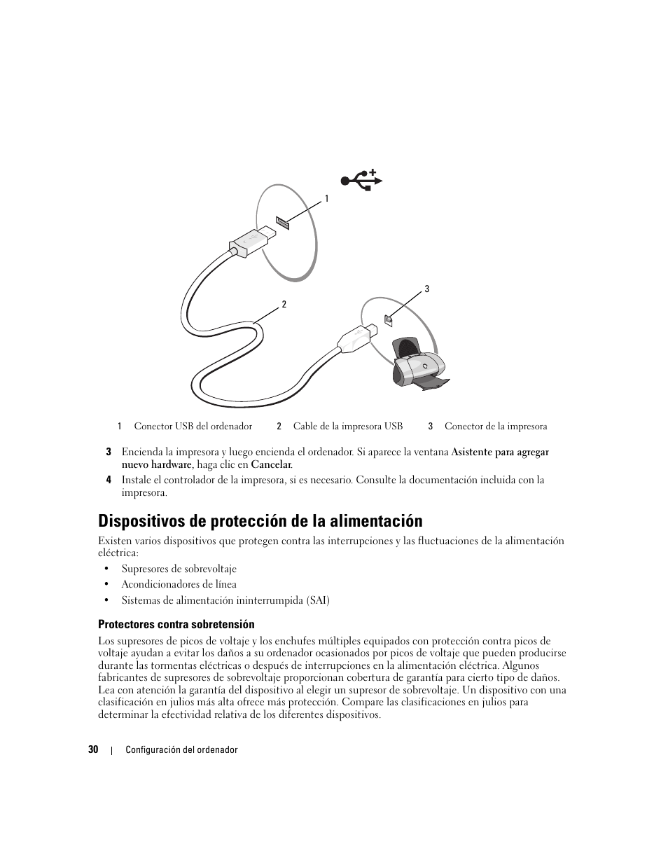 Dispositivos de protección de la alimentación, Protectores contra sobretensión | Dell Inspiron 640M User Manual | Page 30 / 190