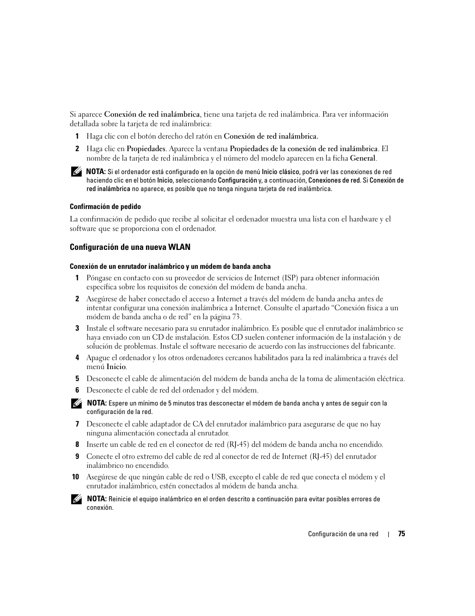 Configuración de una nueva wlan | Dell Inspiron 640M User Manual | Page 75 / 190