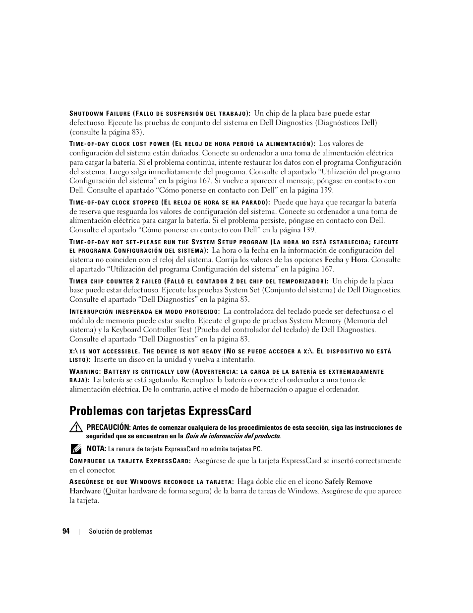 Problemas con tarjetas expresscard | Dell Inspiron 640M User Manual | Page 94 / 190