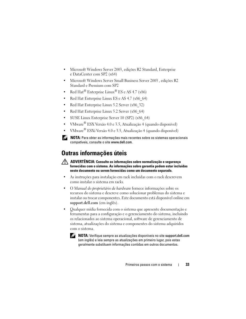 Outras informações úteis | Dell POWEREDGE R710 User Manual | Page 35 / 54