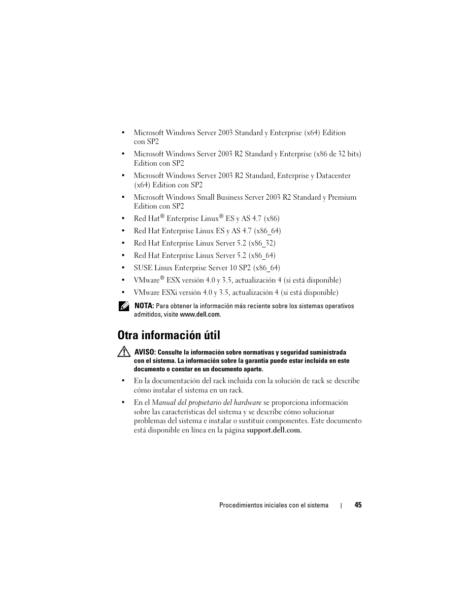Otra información útil | Dell POWEREDGE R710 User Manual | Page 47 / 54