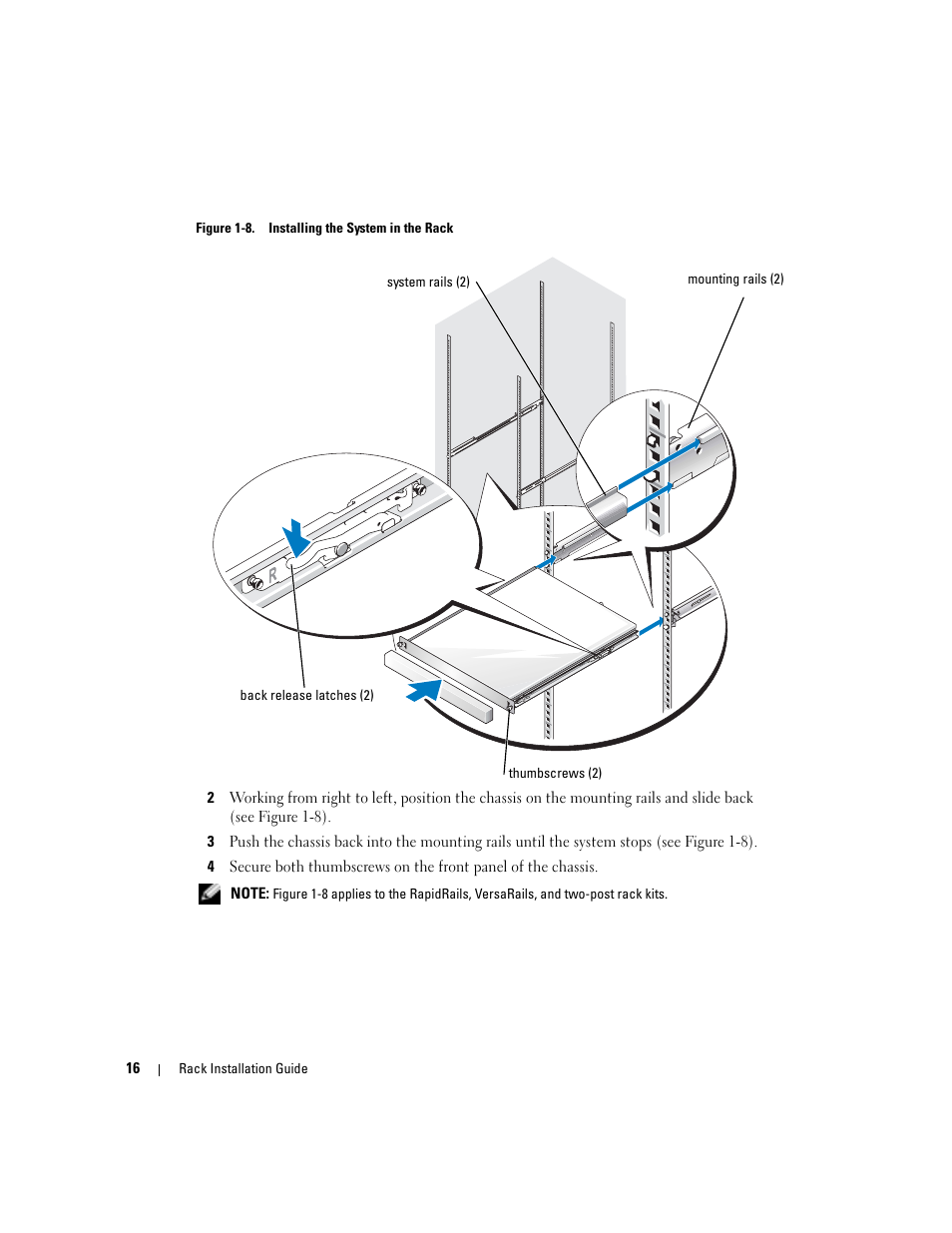 Figure 1-8, Installing the system in the rack | Dell PowerEdge 860 User Manual | Page 18 / 142