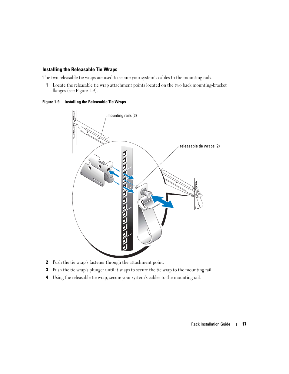Installing the releasable tie wraps, Figure 1-9 | Dell PowerEdge 860 User Manual | Page 19 / 142