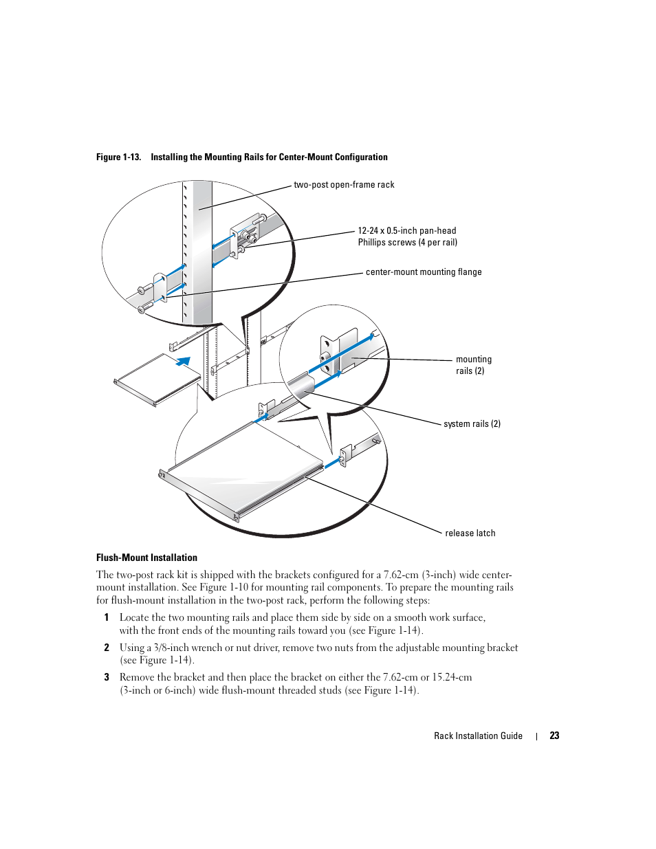 Figure 1-13, The mounting rail (see figure 1-13), Ws (see figure 1-13) | Dell PowerEdge 860 User Manual | Page 25 / 142