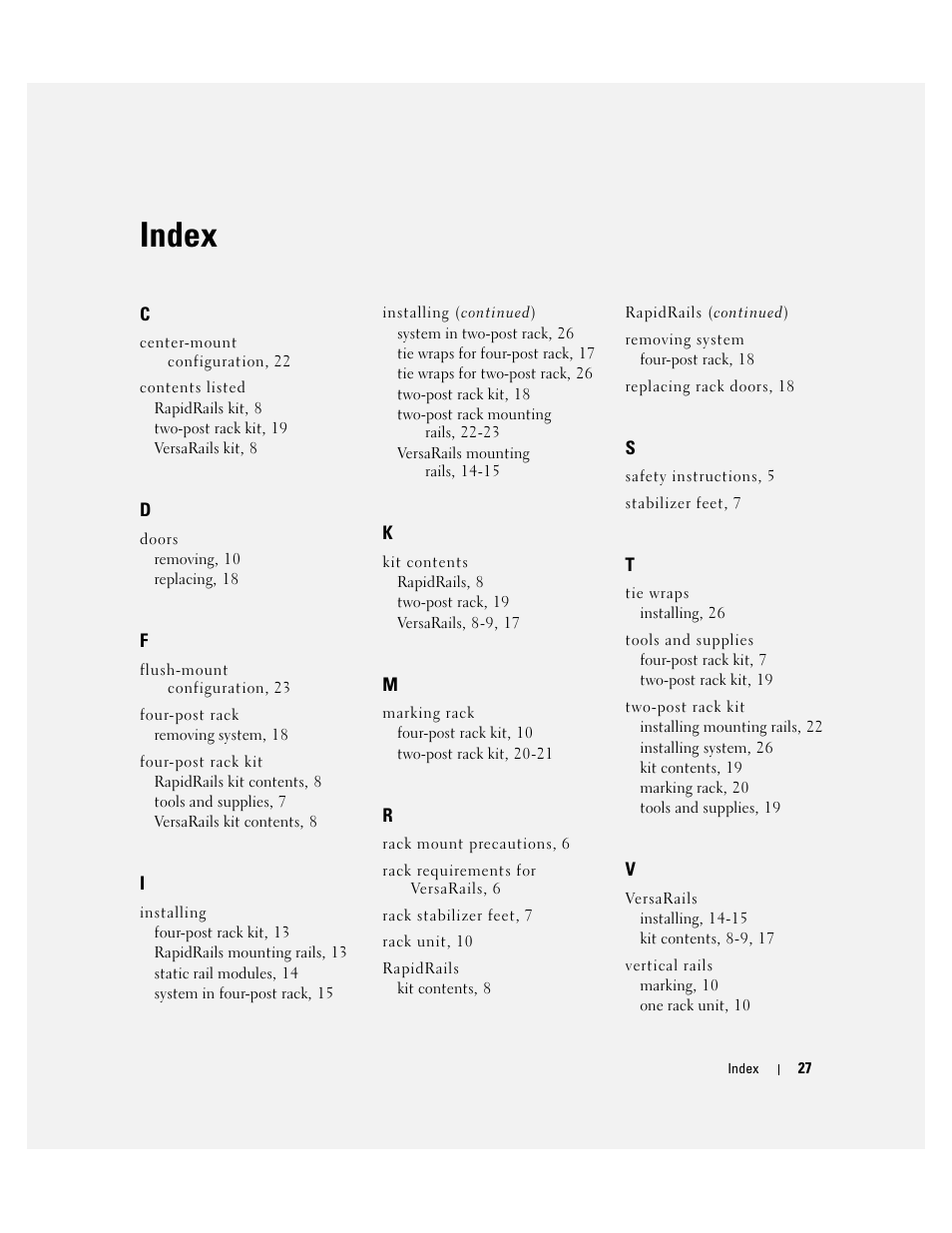 Index | Dell PowerEdge 860 User Manual | Page 29 / 142