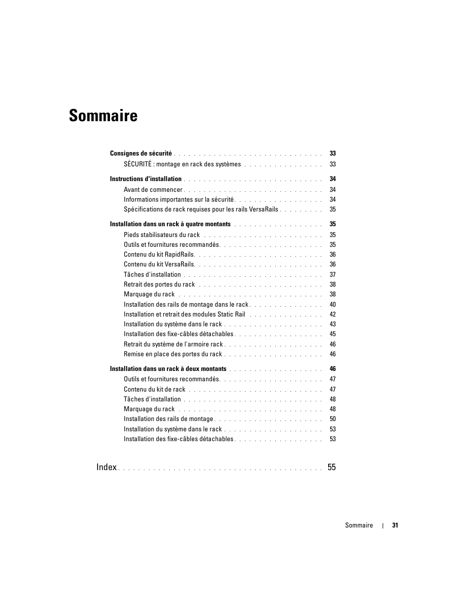 Sommaire, Index | Dell PowerEdge 860 User Manual | Page 33 / 142