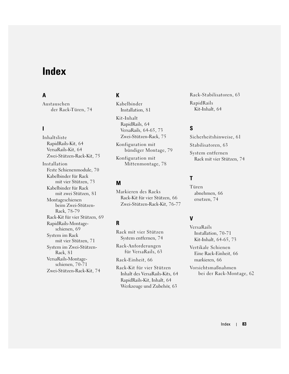 Index | Dell PowerEdge 860 User Manual | Page 85 / 142