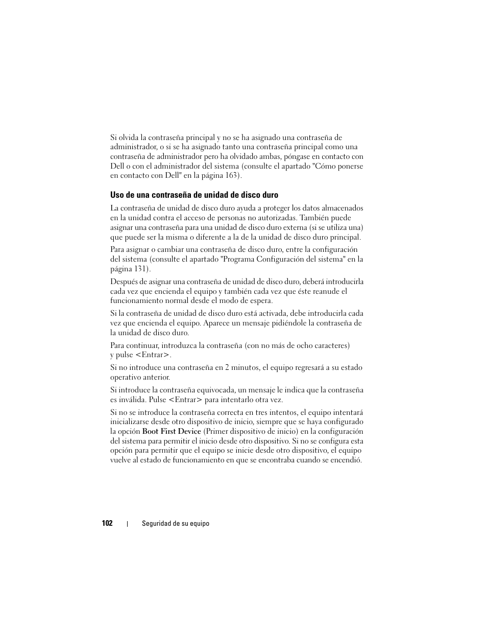 Uso de una contraseña de unidad de disco duro | Dell Latitude D530 (Early 2008) User Manual | Page 102 / 192