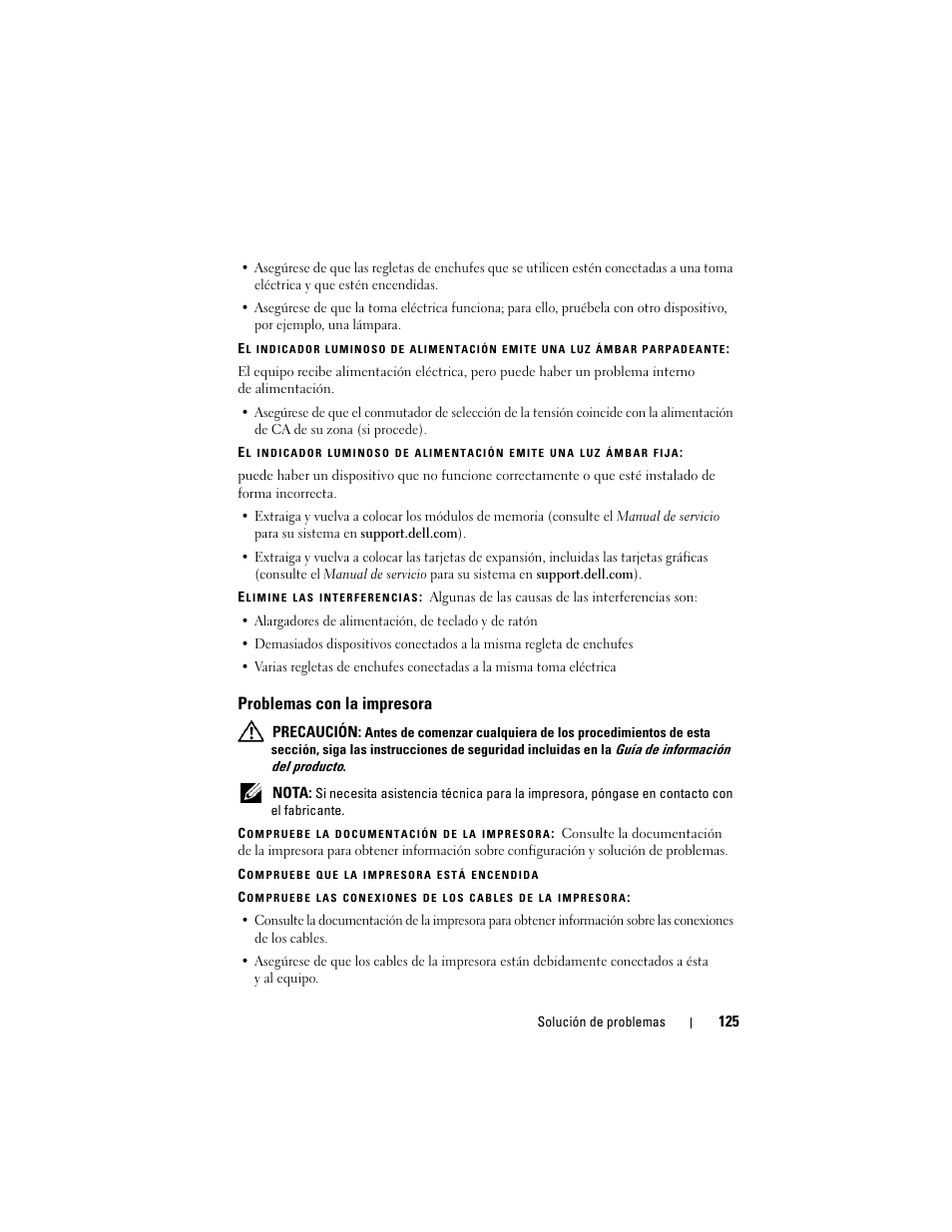 Problemas con la impresora | Dell Latitude D530 (Early 2008) User Manual | Page 125 / 192