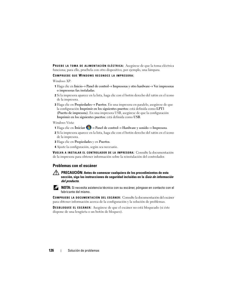 Problemas con el escáner | Dell Latitude D530 (Early 2008) User Manual | Page 126 / 192